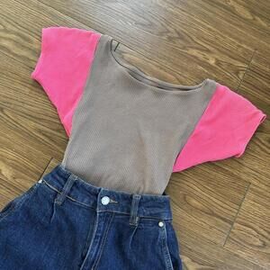 Pink and Brown Women's Top